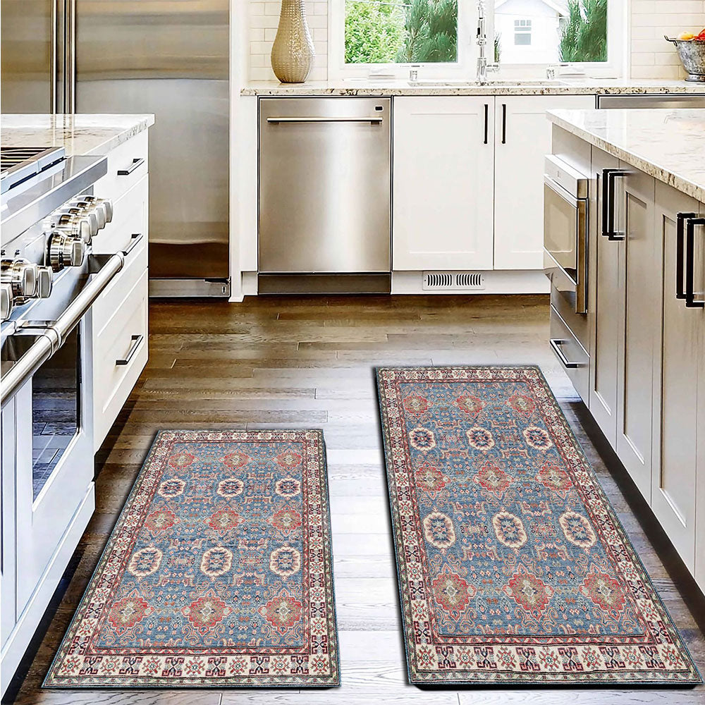 Vintage Design Runner Area Rug Doormat Allover Boho Machine Washable Mat