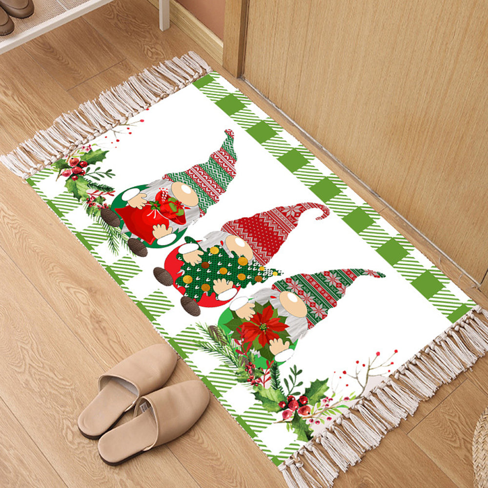 Christmas Dwarf Woven Washable Rectangular Floor Mat Floor Rug