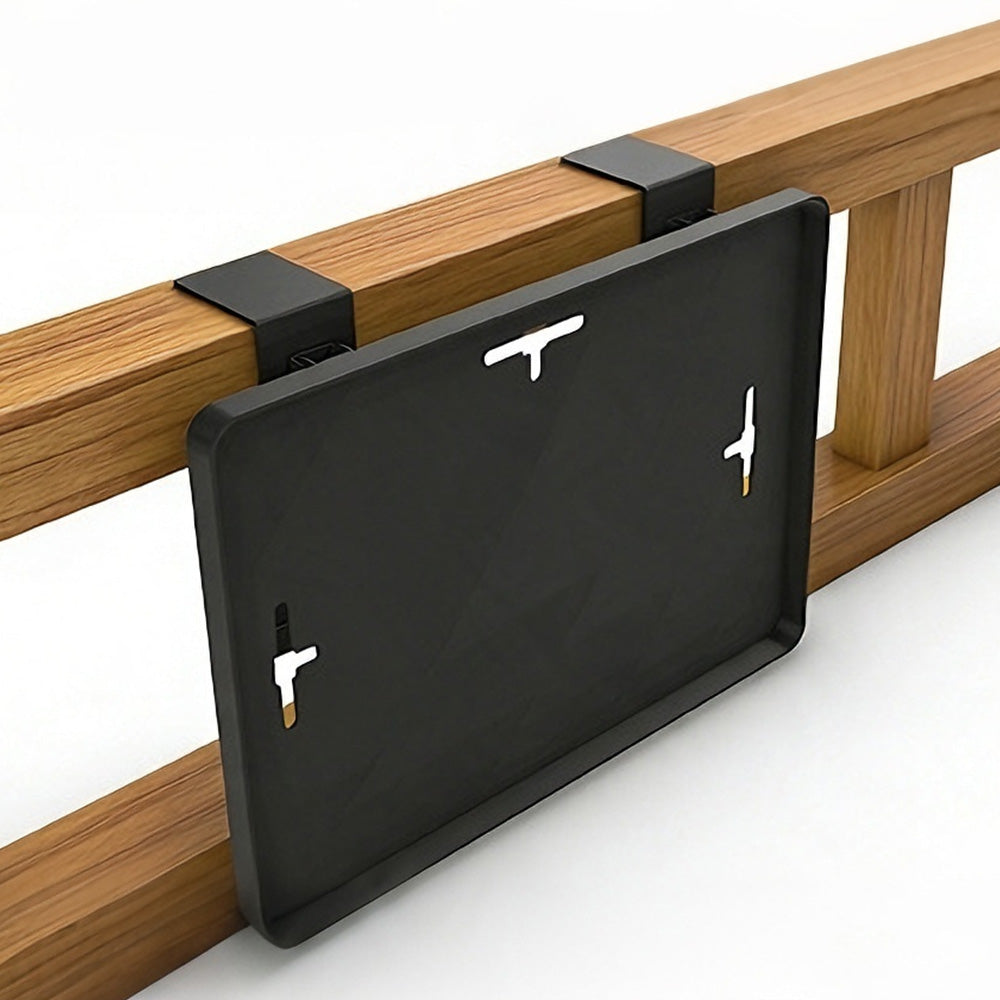 No Drill Foldable Metal Bedside Shelf with Cable Hole and 2 Hooks for Bed