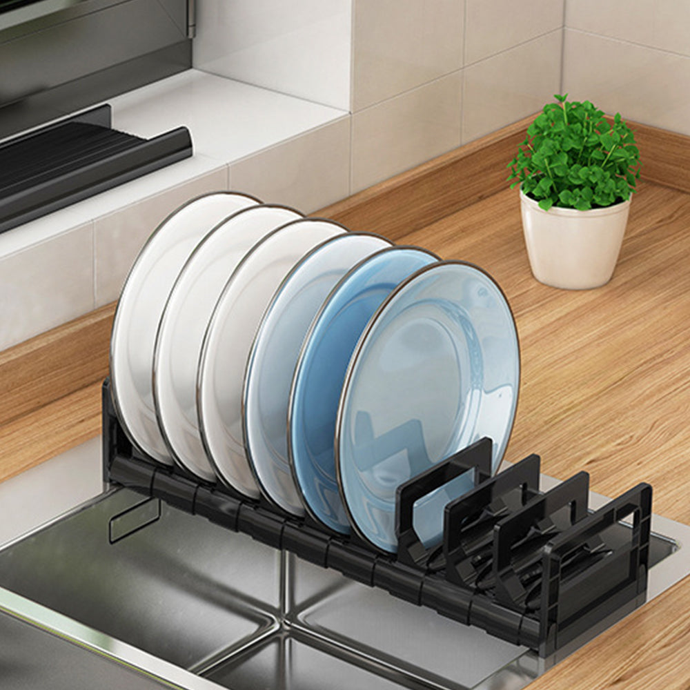 Aluminum Adjustable Cabinet Dish Storage Shelf with Removable Card Slot