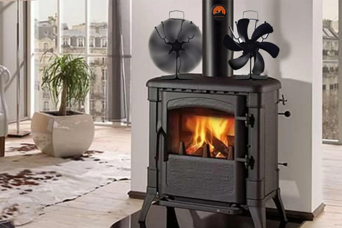 Heat Powered Fireplace Fan Eco-Friendly Stove Fan with Thermometer