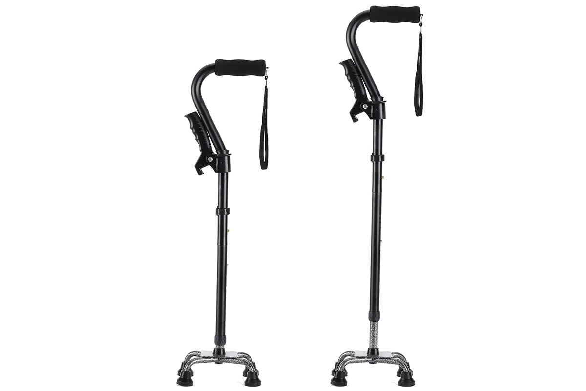 Adjustable Walking Cane With 4-Pronged Base Foldable Cane For Seniors