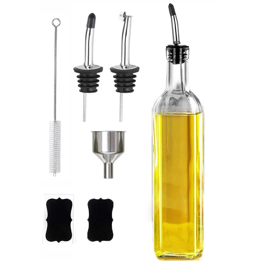Glass Olive Oil Bottle Dispenser Oil And Vinegar Cruet With Pourers And Funnel