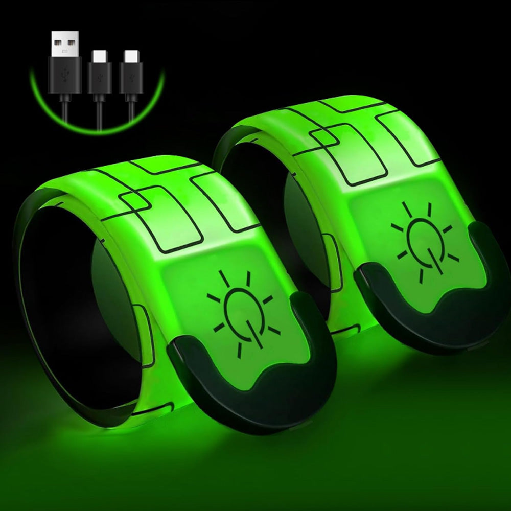 2Pcs LED Slap Wristband Night Running Security Glowing Bracelet Luminous Armband Strap