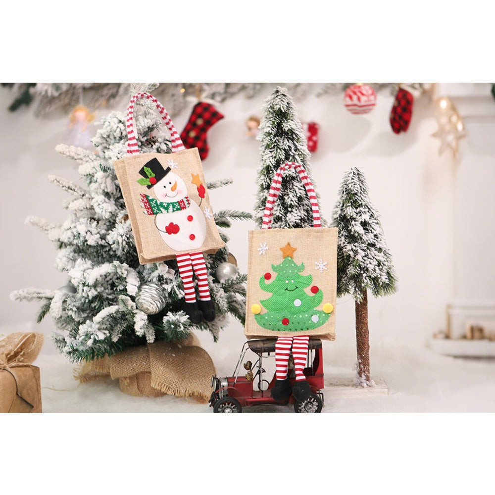 Creative Burlap Christmas-Themed Tote Bag