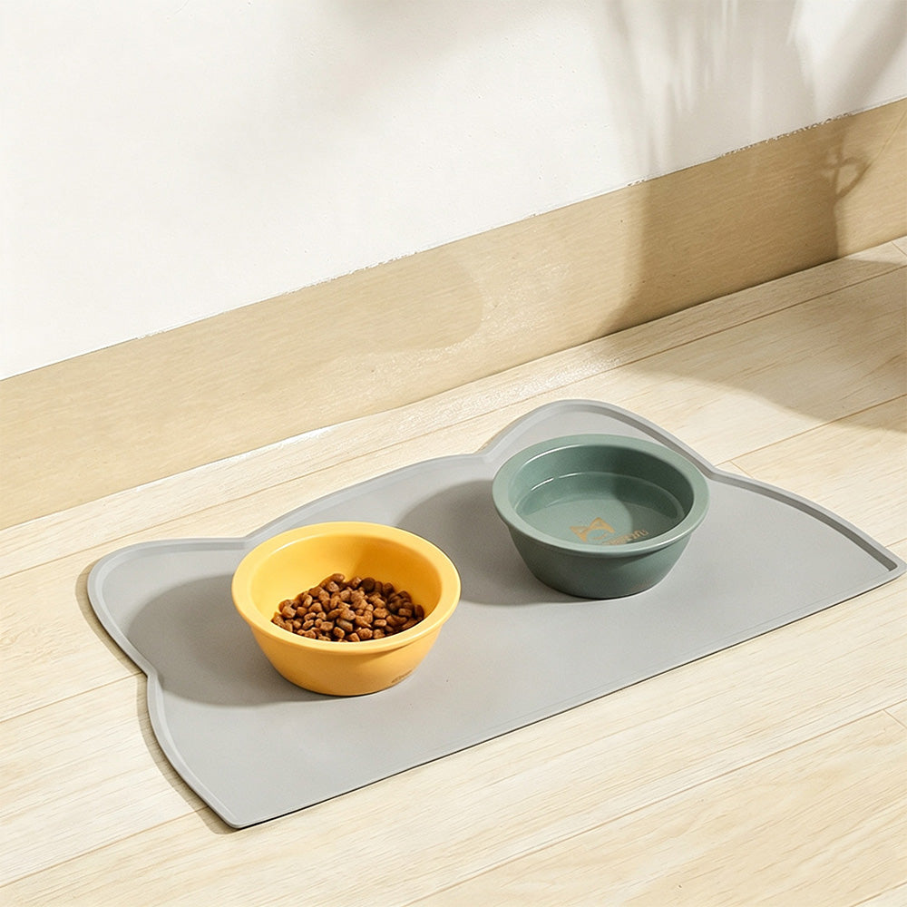 Thick Silicone Non Slip Pet Feeding Mat with Raised Spill Edge