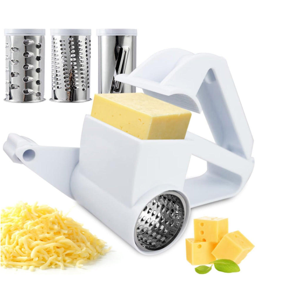 2Pcs Stainless Steel 3 in1 Rotary Handheld Cheese Cutter