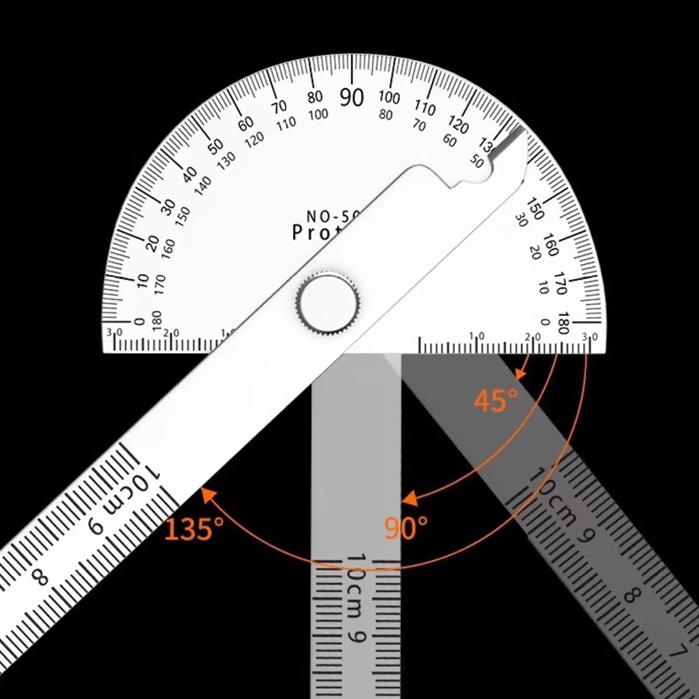 Stainless Steel Angle Protractor 0-180 Degree Gauge for Woodworking DIY Measuring Tool