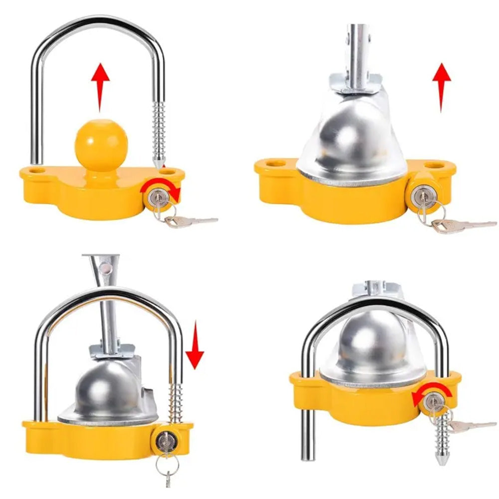 Adjustable Trailer Coupler Lock for 4.76cm 5.08cm and 5.87cm Hitches for RV Camper and Boat Trailers