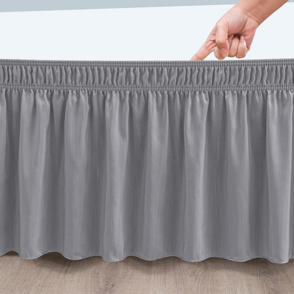 2Pcs Wrap Around Dust Ruffles Bed Skirt with Adjustable Elastic Belt