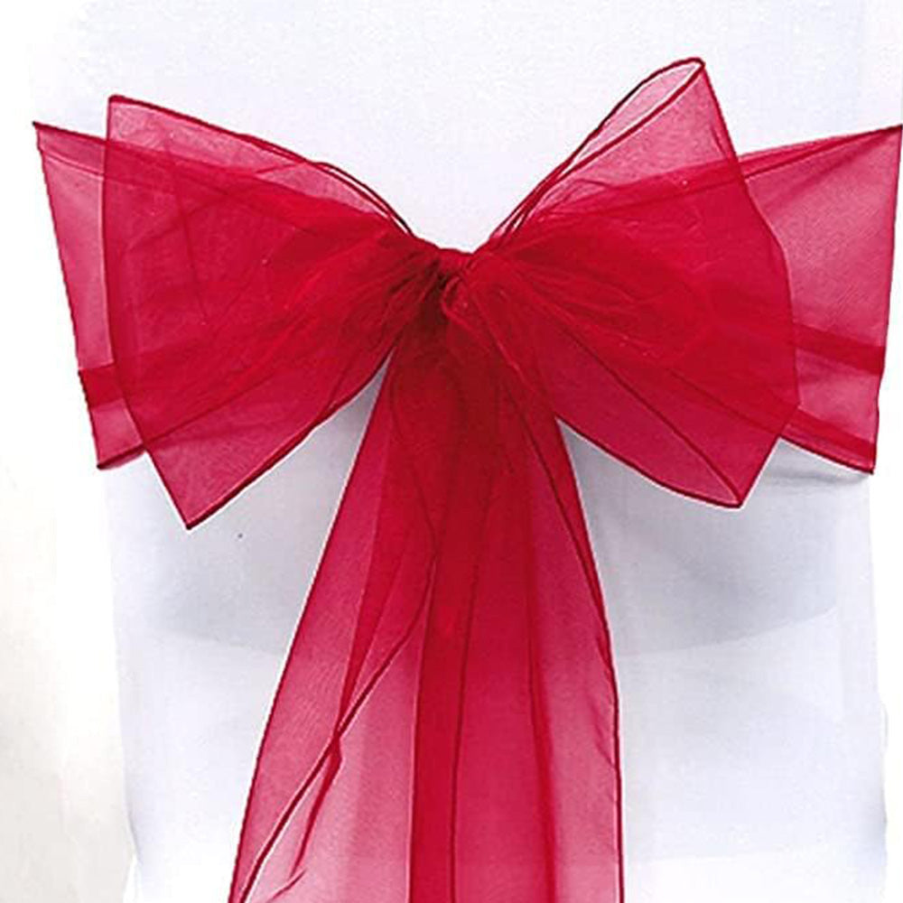 10Pcs Sheer Organza Wedding Chair Back Bow Sashes for Party Decor