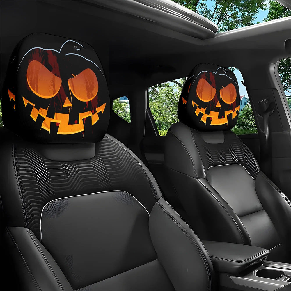 2 Pack Horror Face Car Headrest Covers for Halloween Parties and Pranks