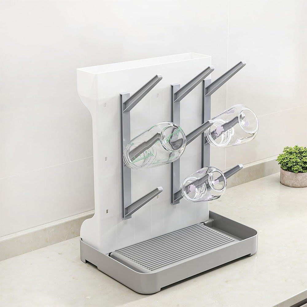 Detachable Bottle Drying Rack for 12 Bottles with Accessories Holder