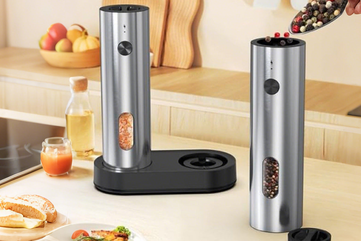 2Pcs Salt and Pepper Grinder Set Stainless Steel Salt and Pepper Shakers for Kitchen