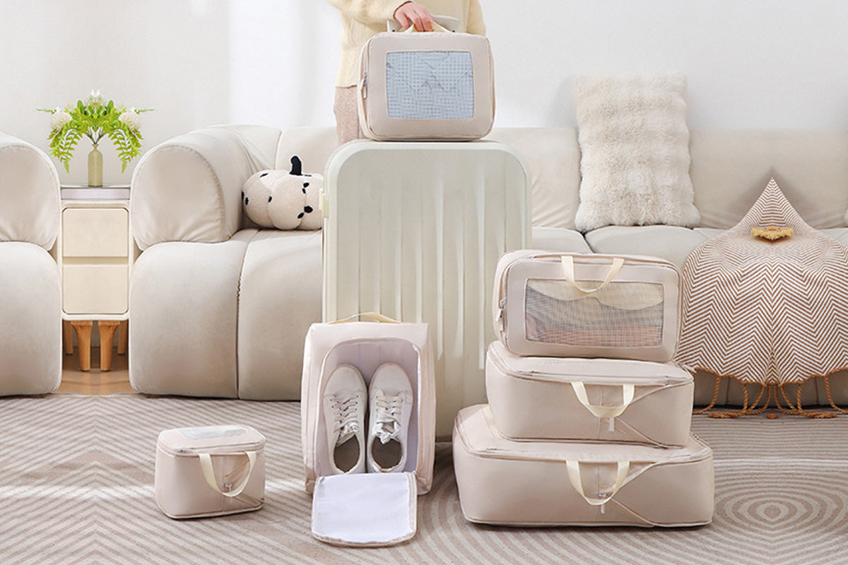 7Pcs Set Compression Packing Cubes Luggage Organizer Bags for Travel Suitcases