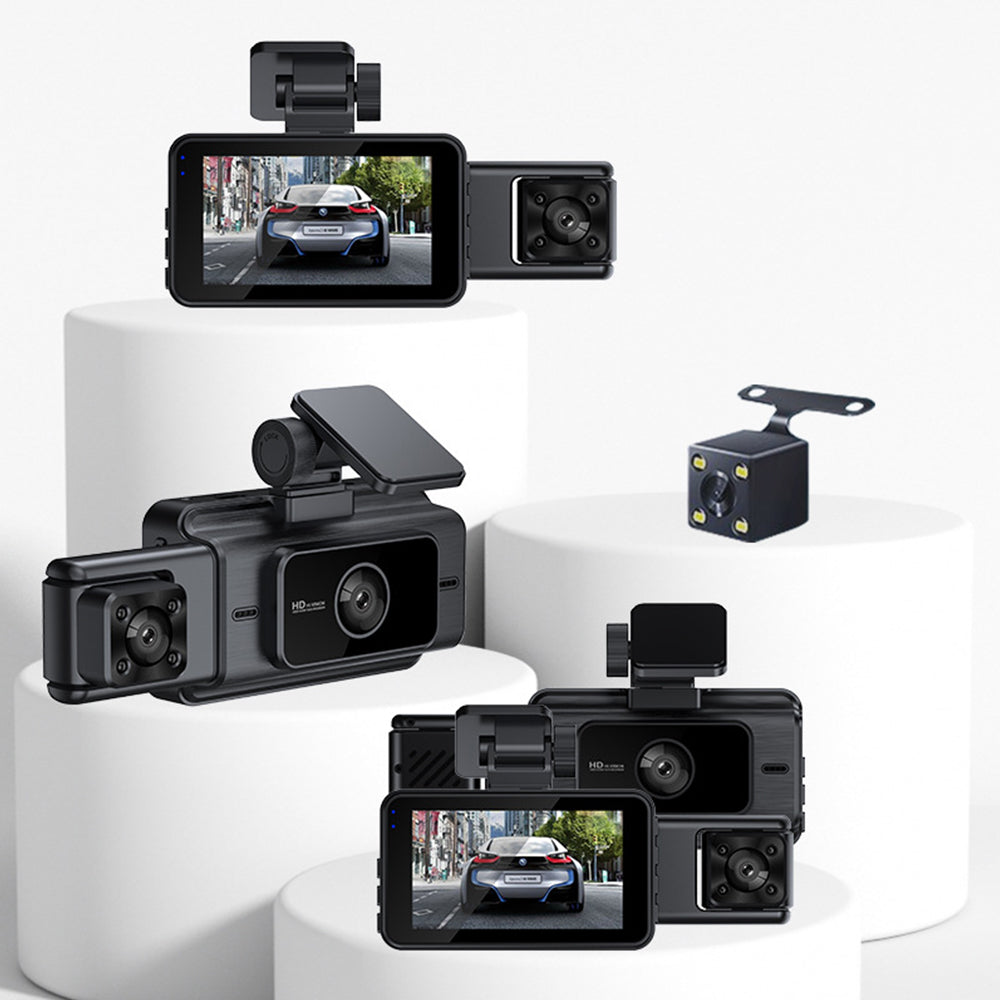 1080P 3 Cam Front and Rear Night Vision Car Dash Camera Video DVR Recorder