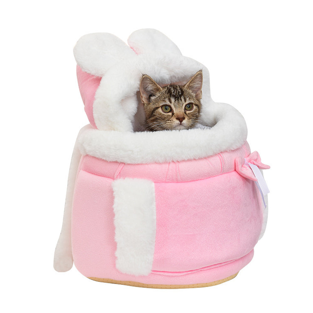 Plush Backpack Portable Pet Hanging Chest Bag with Hand Warmer Pocket