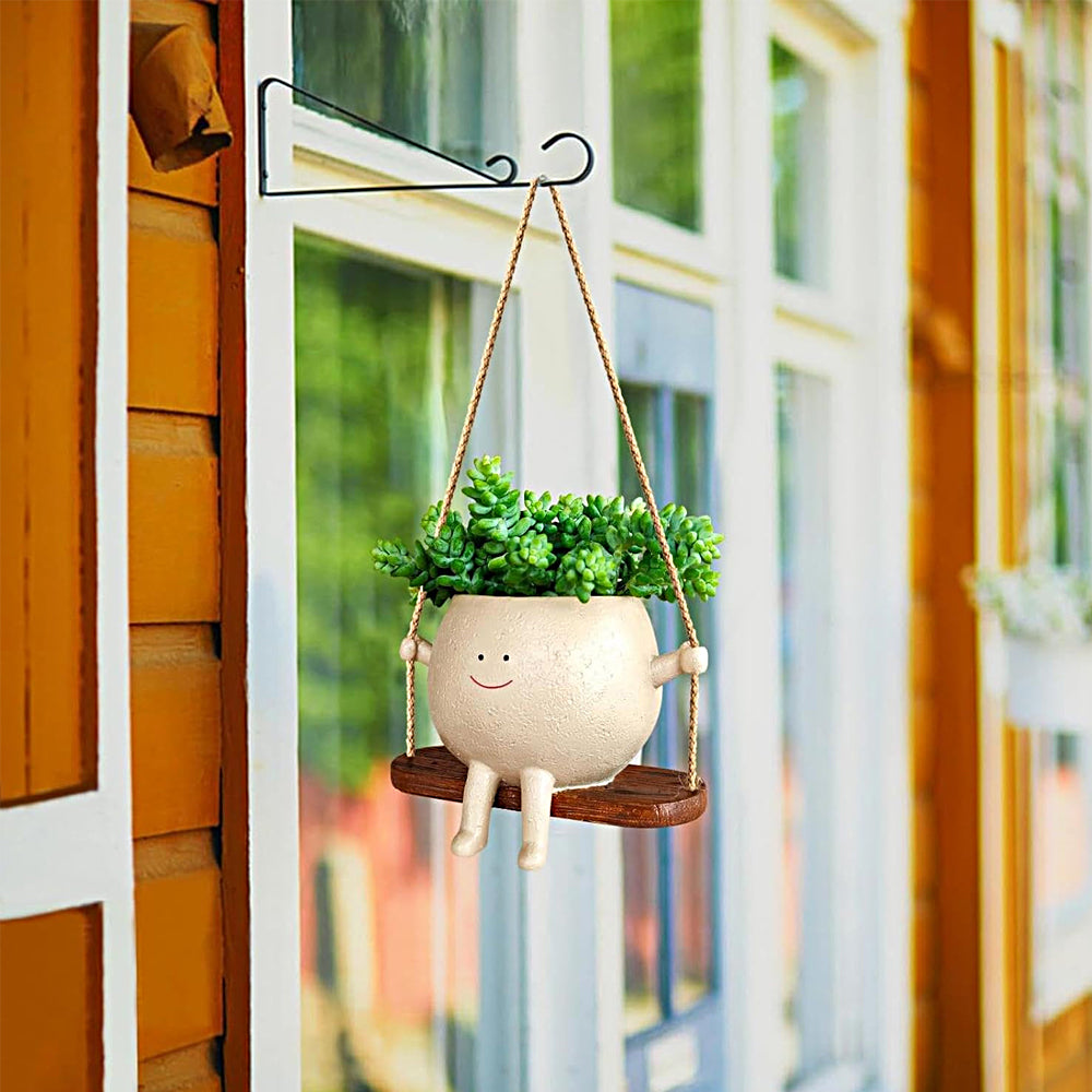 Swing Face Planter Pot Hanging Resin Head Succulent Creative Flower Pot