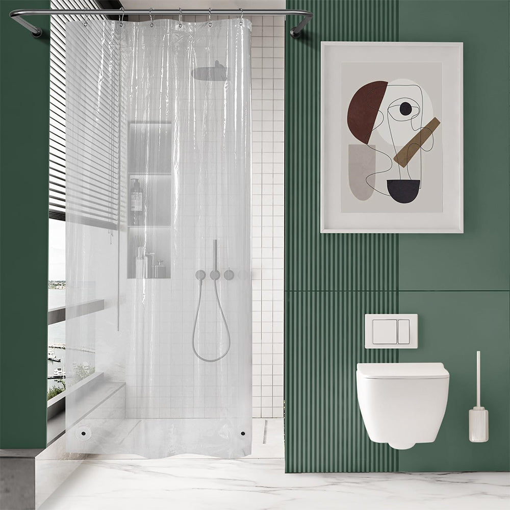 PEVA Waterproof Plastic Bathroom Shower Curtain with Rust Proof Grommets Clear