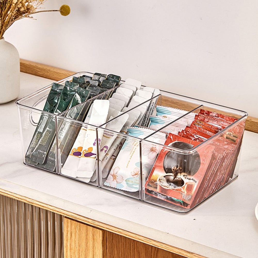 6Pcs Cabinet Organizer Bins with Handle Divided Storage Container for Kitchen