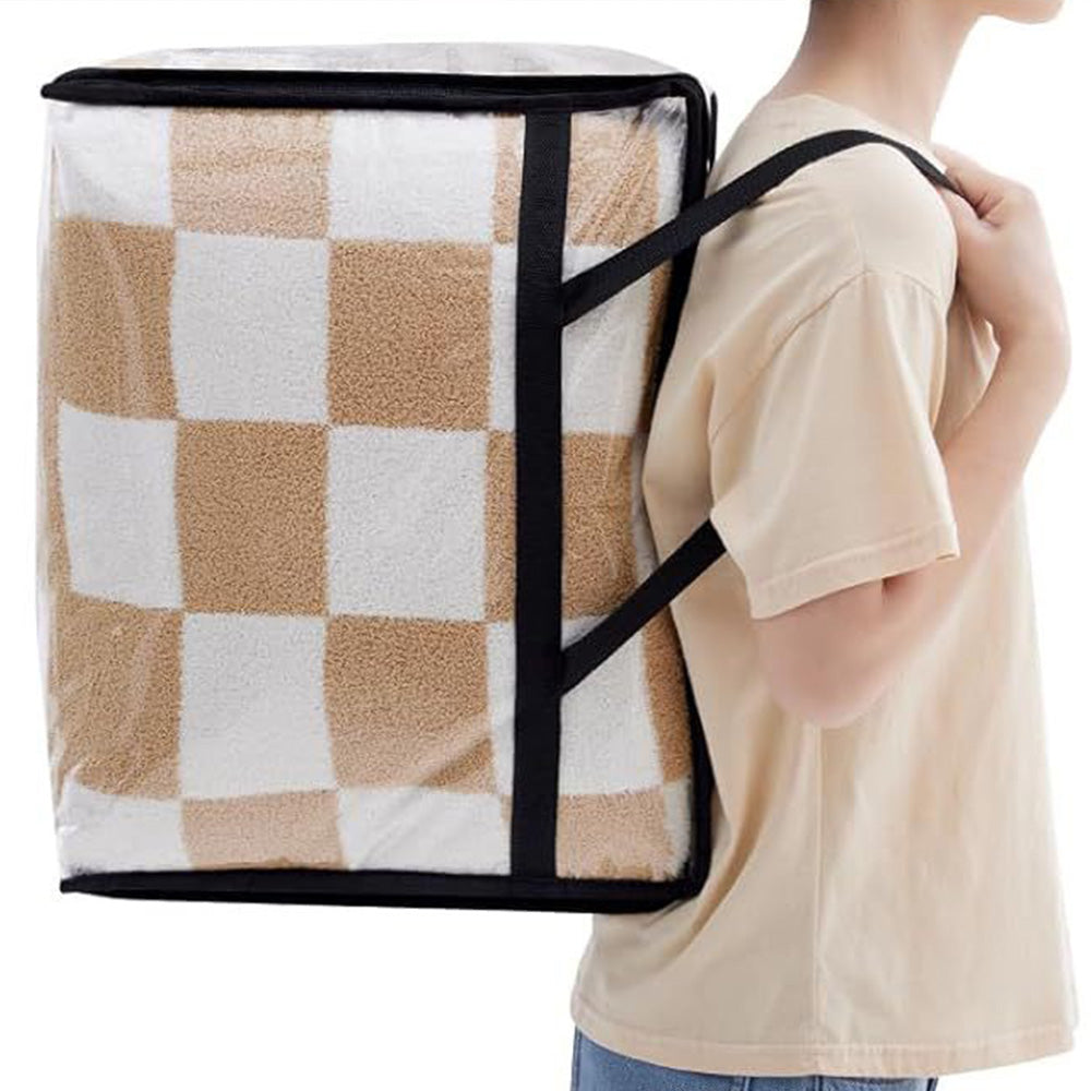 3PCS 60L Clear Plastic Storage Bags with Zipper for Clothing Blanket Comforter