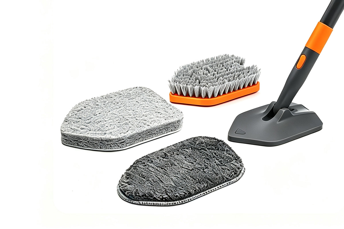 Extendable Tile Scrub Brush with 4 Brush Heads Shower Floor Cleaning Brush