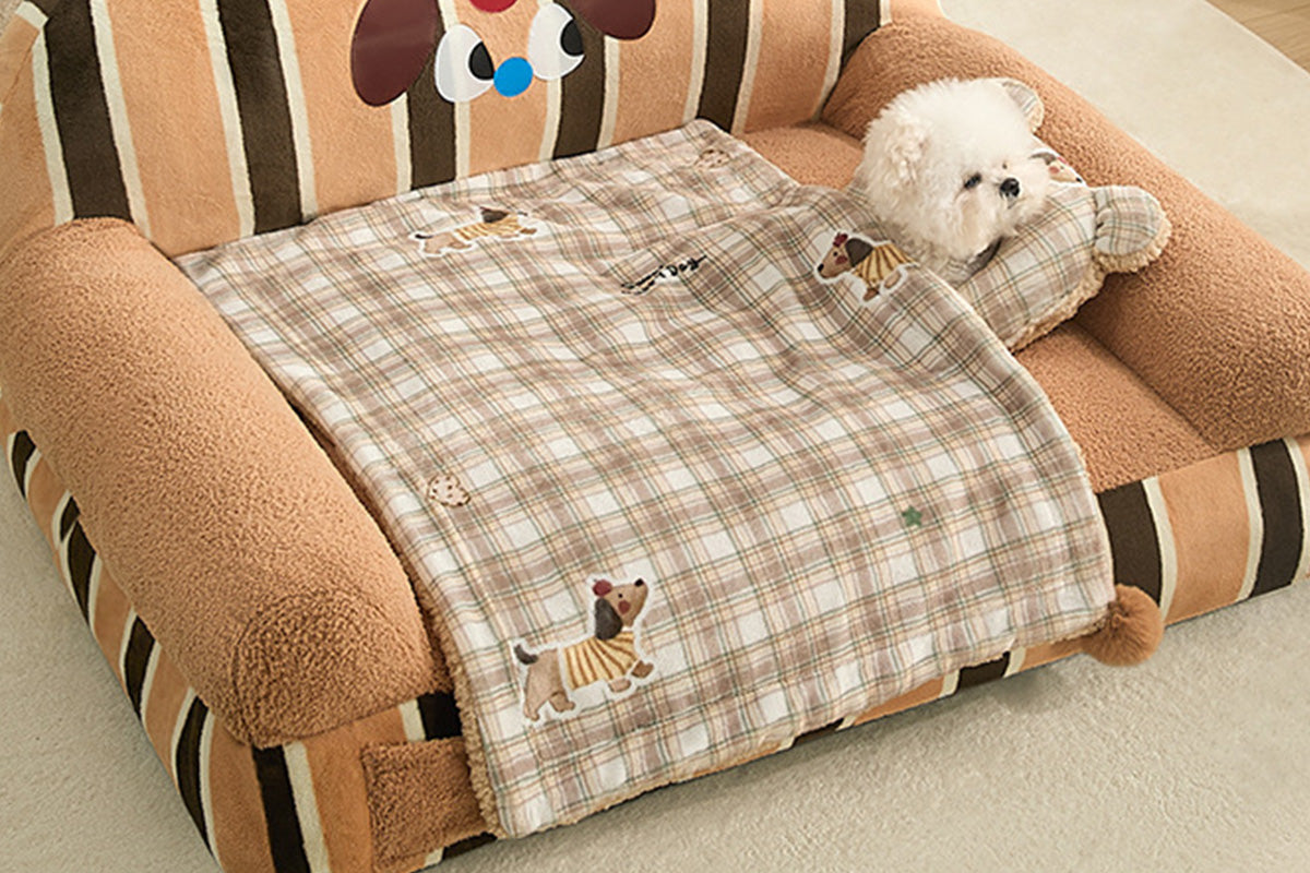Pet Blanket U-Shaped Pillow Set Sherpa Fleece Warm Pet Throw Blanket Bed Mat for Dog Cat