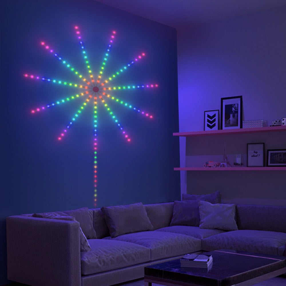 App Control Launch Burst Effect Color Changing USB Smart Firework Led Strip Lights with Remote for Christmas Decor Bedroom