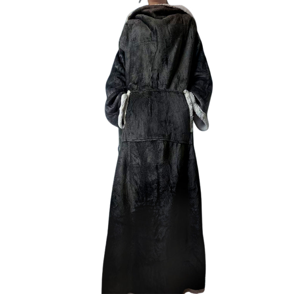 Sherpa Long Sleeve Throw Blanket Open Back Blanket Warm Sleeved Throw Blanket