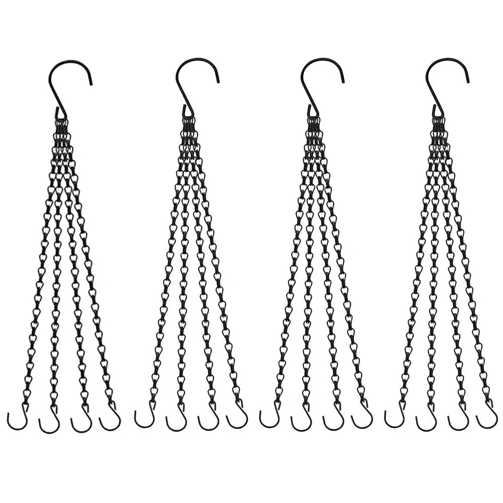 4 Pack 58cm Hanging Basket Chain with Hooks Black Metal Planter Flower Pot Chain