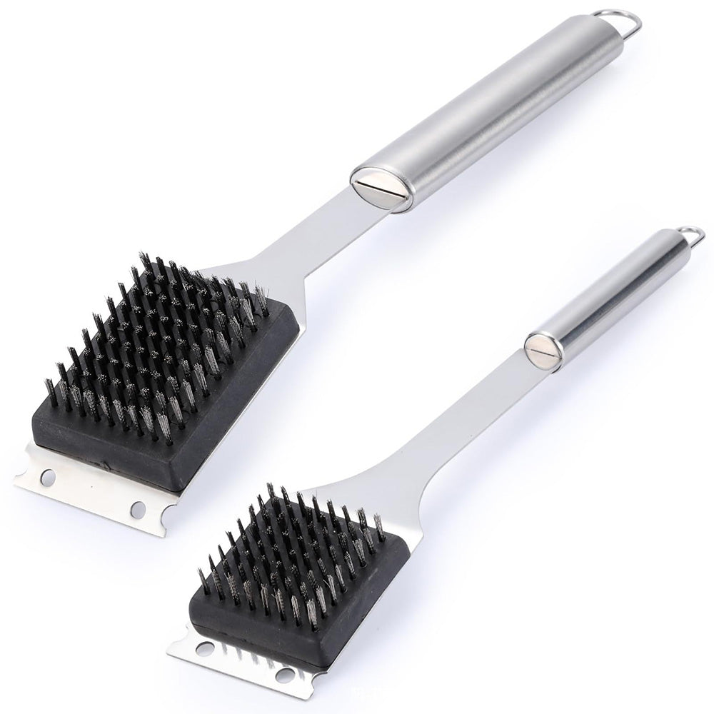 2 Pack BBQ Grill Brush Set Stainless Steel Wire Brushes in 41.9cm and 35.6cm for Outdoor Grilling
