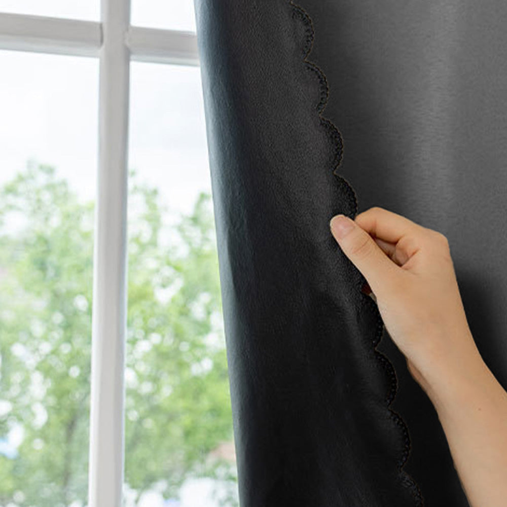 Blackout Curtains No Drill Adhesive Curtains for Bedroom Living Room Office-Black