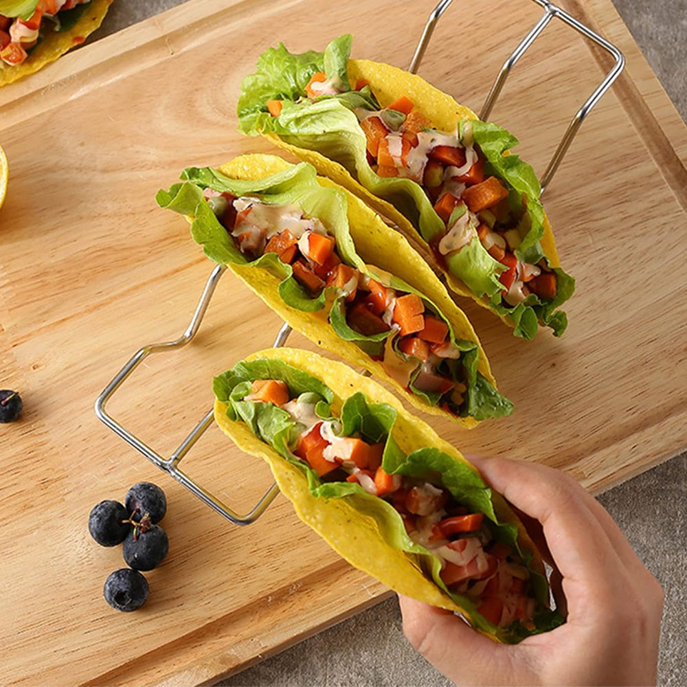 2Pcs Stainless Steel Taco Shell Holder Stand Taco Tray Plates for Taco Bar Gifts Accessories