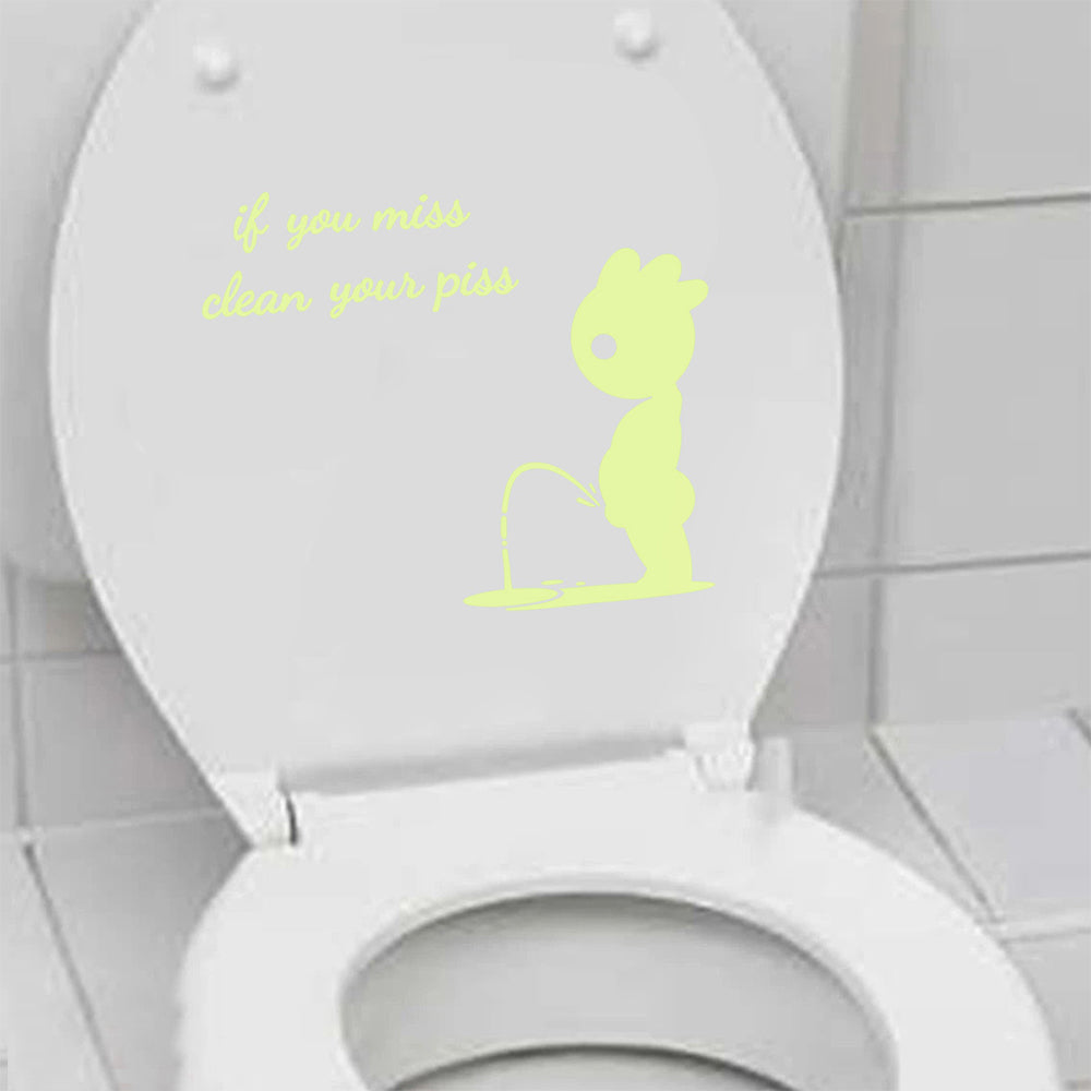 Luminous Villain Toilet Stickers Glow in The Dark Bathroom Wall Art Sign Decor