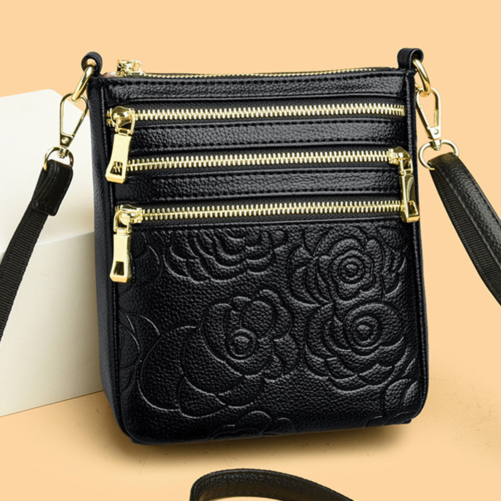 Genuine Leather Crossbody Shoulder Bag Multi-Compartment Water-resistant Handbag