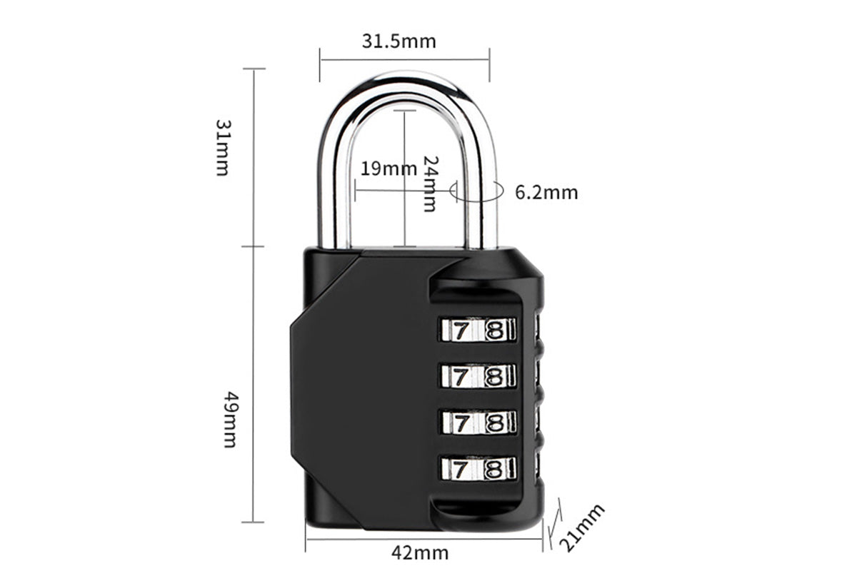 Black Combination Padlock for Gym Locker Luggage