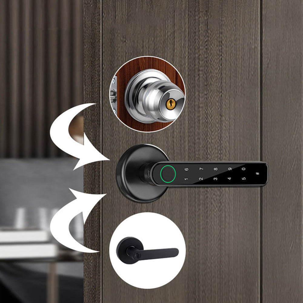 Smart Fingerprint Password Handle Door Lock with Tuya APP