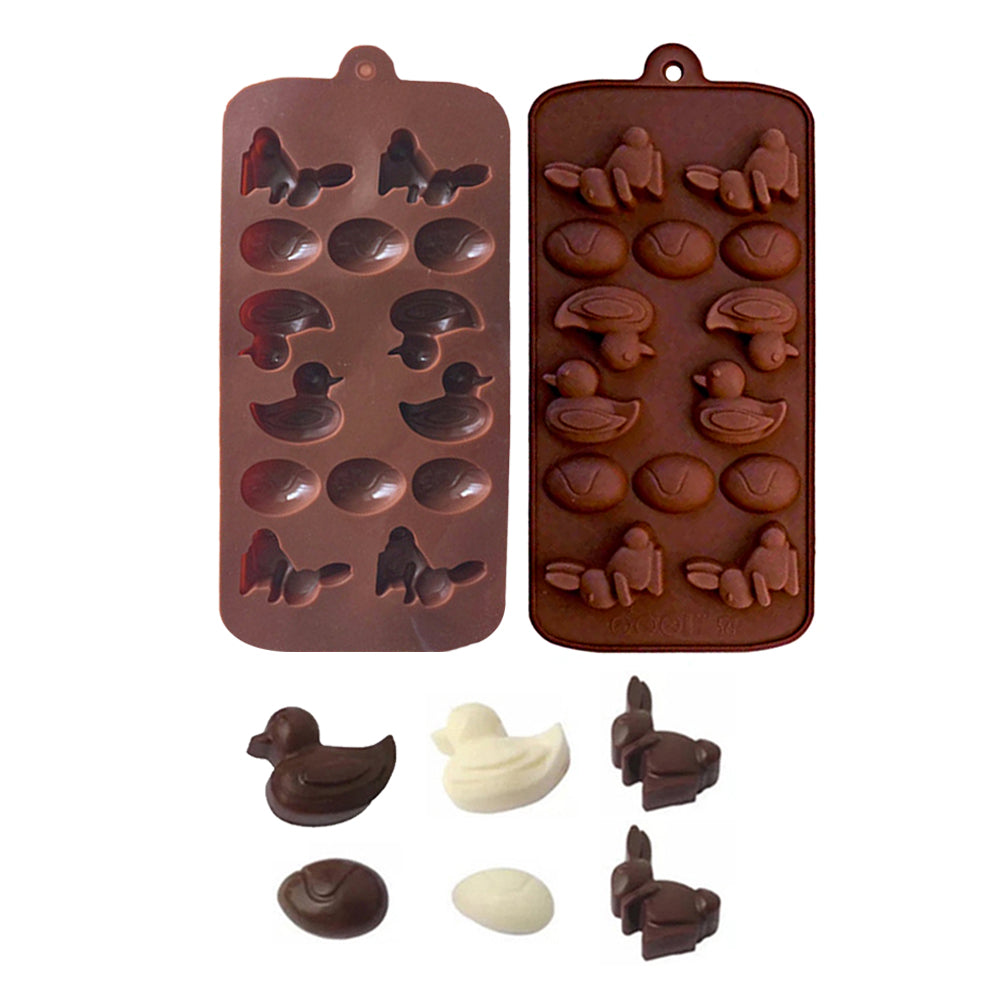 2Pcs Duck Egg Bunny Silicone Chocolate Molds