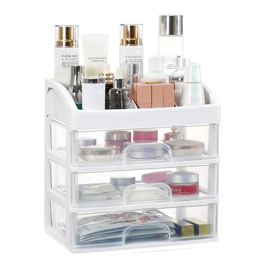 2Pcs Clear 3 Tiers Cosmetic Storage Drawers