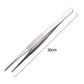 Silver Stainless Steel Long Food Tong Straight Tweezers Kitchen Tool