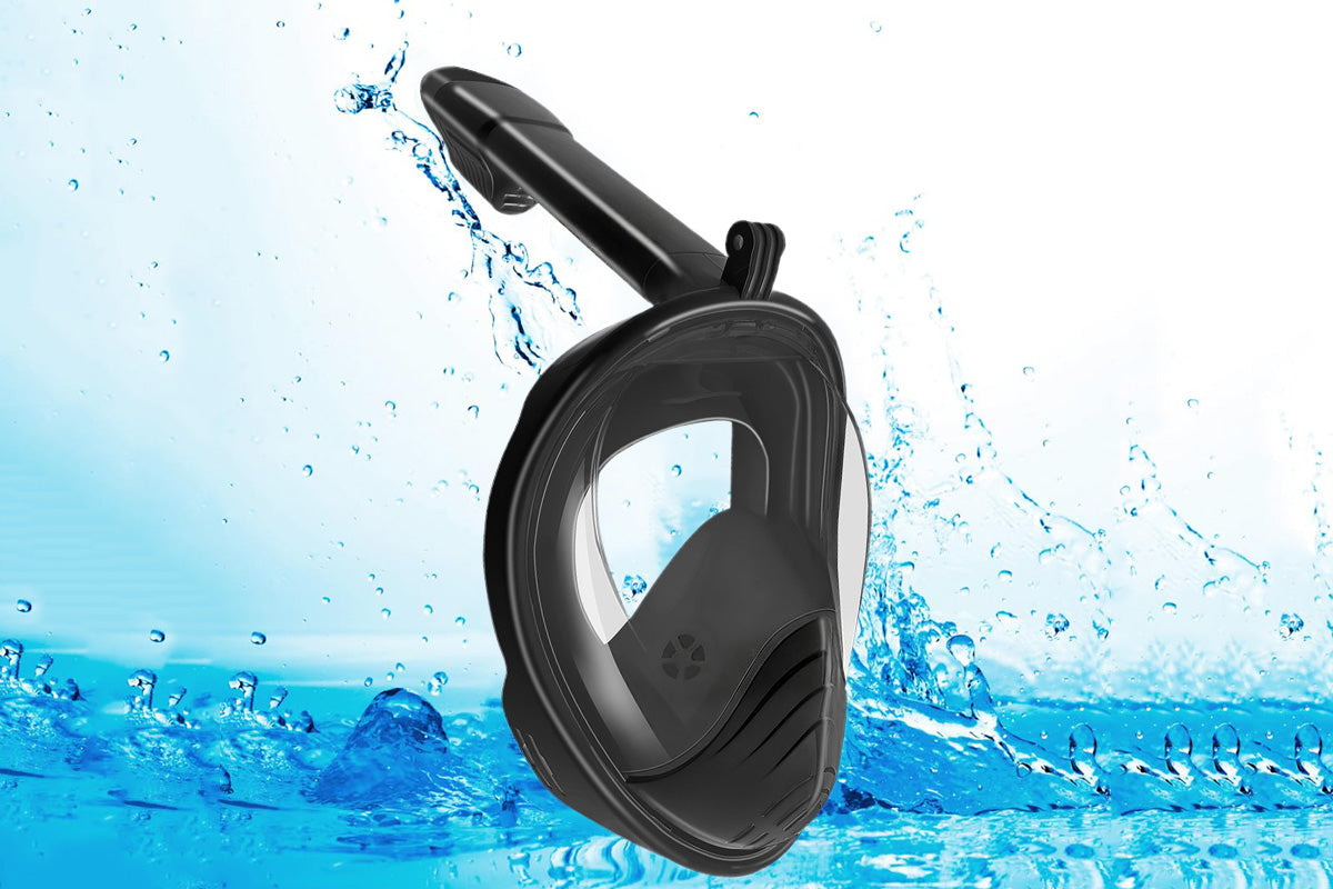 Full Face Snorkel Mask – 180 Degree Panoramic View Anti-Fog & Leak Proof-Black