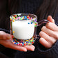 Double Wall Glass Cup with Colorful Love Granule Fillings