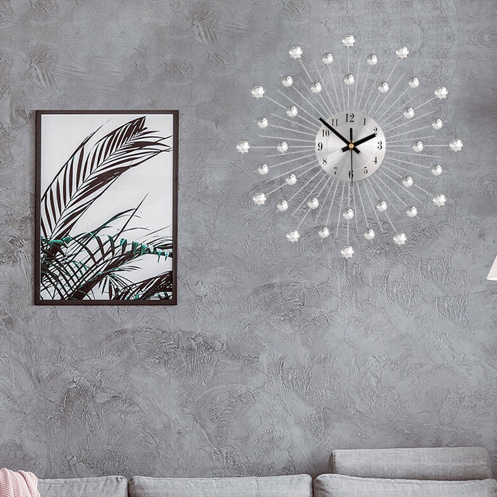 Luxury Wall Clock Metal Rhinestone-Studded Modern Silent Clock