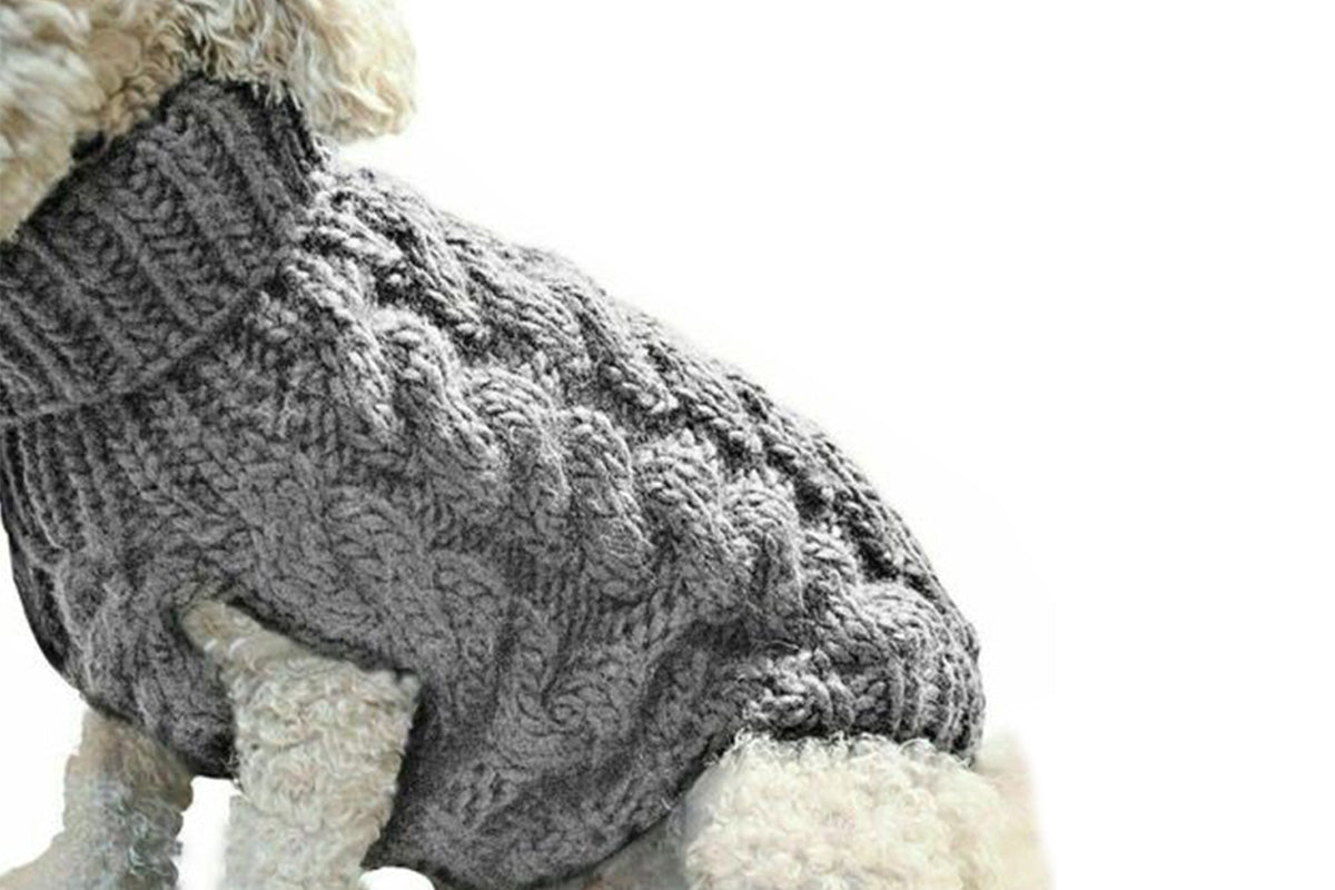 Puppy Dog Jumper Winter Warm Knitted Sweater Pet Clothes for Small Dogs Coat-Grey