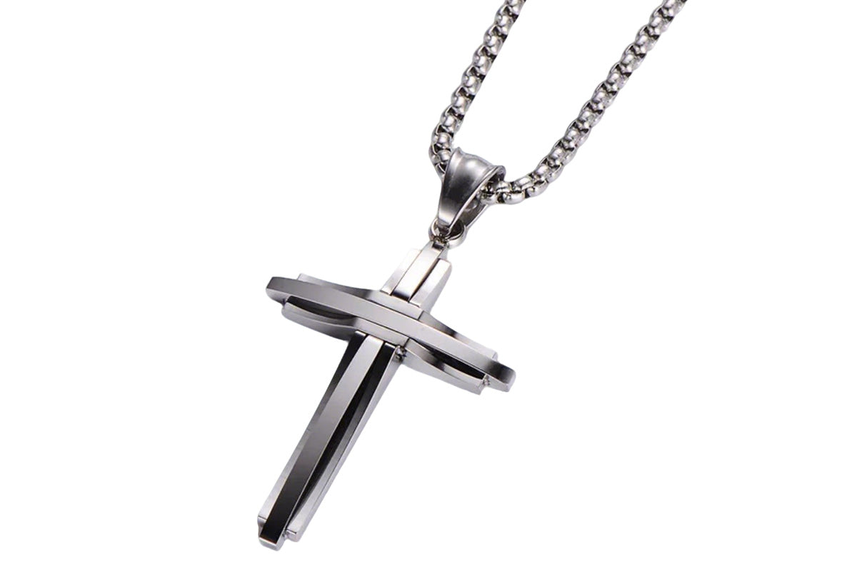 Crucifix Pendant Necklace Titanium Steel Unisex Chain