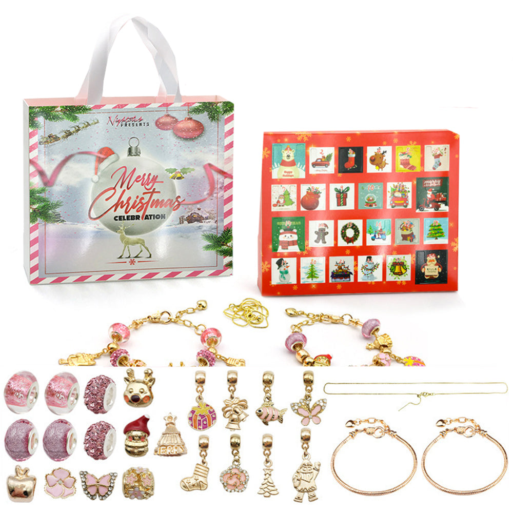 Christmas Advent Countdown Calendar Charm Bracelet Necklace Making Kit