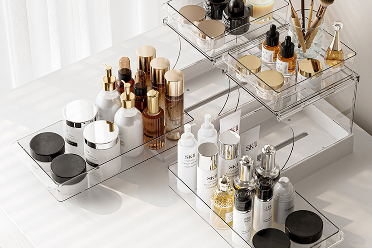 2-Tier Rotatable Pull-Out Storage Rack Kitchen Spice Organizer
