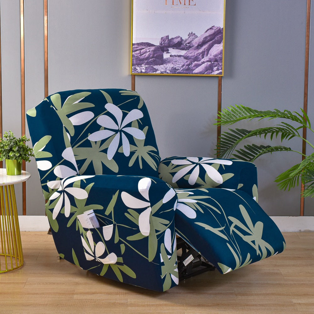 4 Pieces Set Printed Recliner Chair Cover