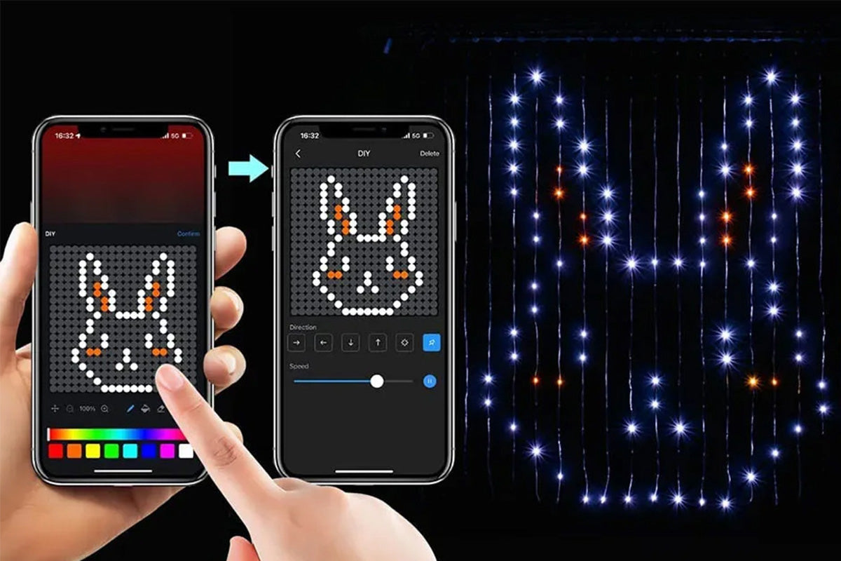 Smart Curtain Lights 400 LEDs Color Changing Dynamic DIY Light String with Music Sync