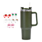 40oz Stainless Steel Water Tumbler with 10Pcs Cute Silicone Straw Caps For Stanley  Cup